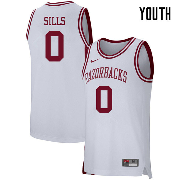 Youth #0 Desi Sills Arkansas Razorbacks College Basketball 39:39Jerseys Sale-White - Click Image to Close